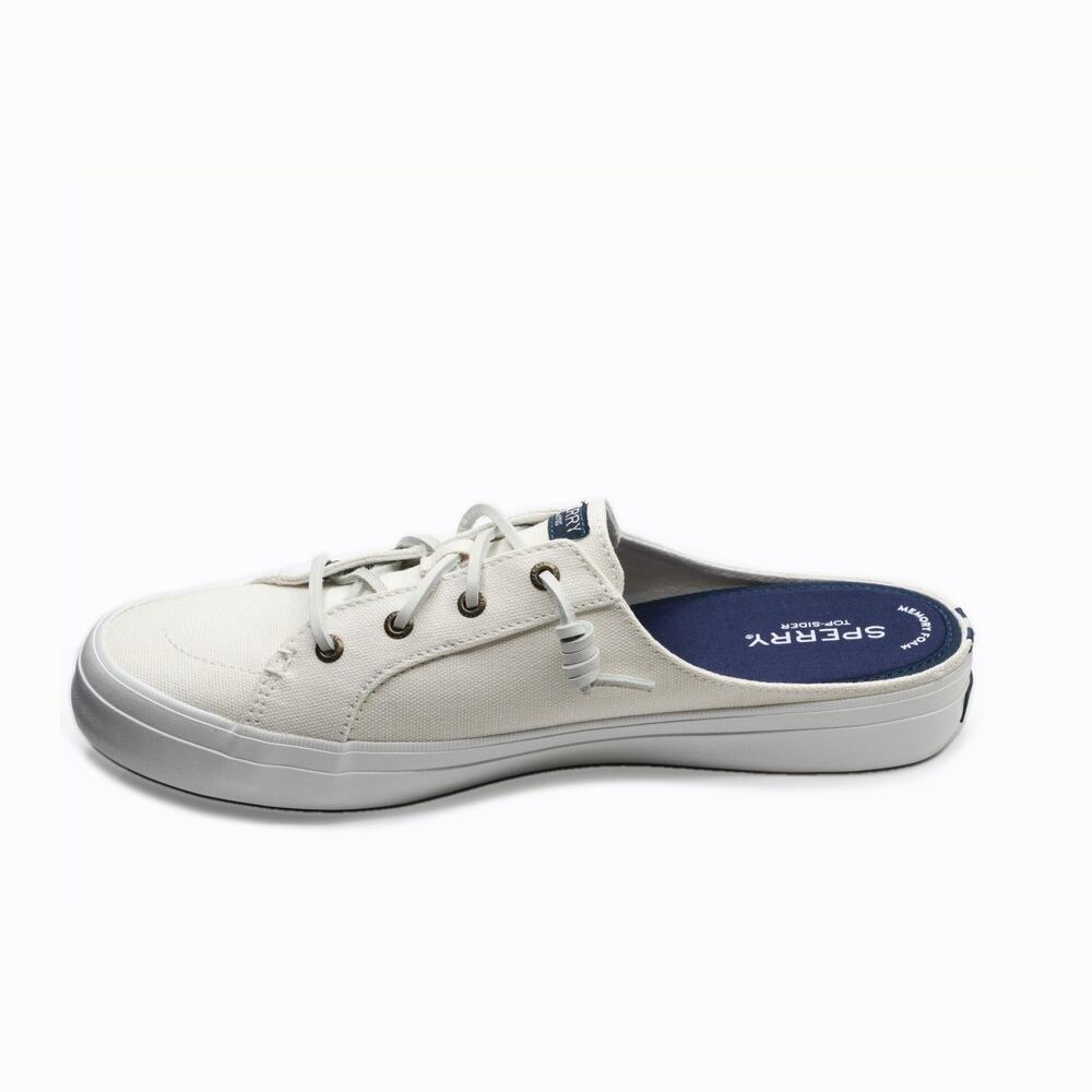 SPERRY WOMENS CREST VIBE MULE SNEAKER, WHITE CANVAS, 11 M